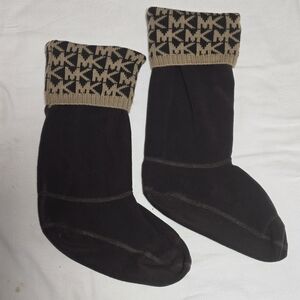 Michael Kors Women's Brown MK Cuff Boot Socks Size L/XL (9-11) EUC